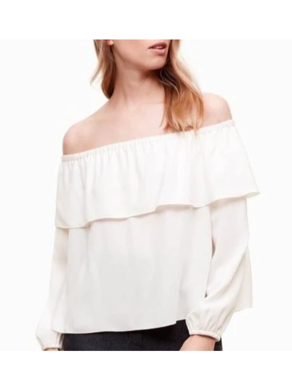 Aritzia Wilfred Morel Off the Shoulder White Long Sleeve Top Size Medium